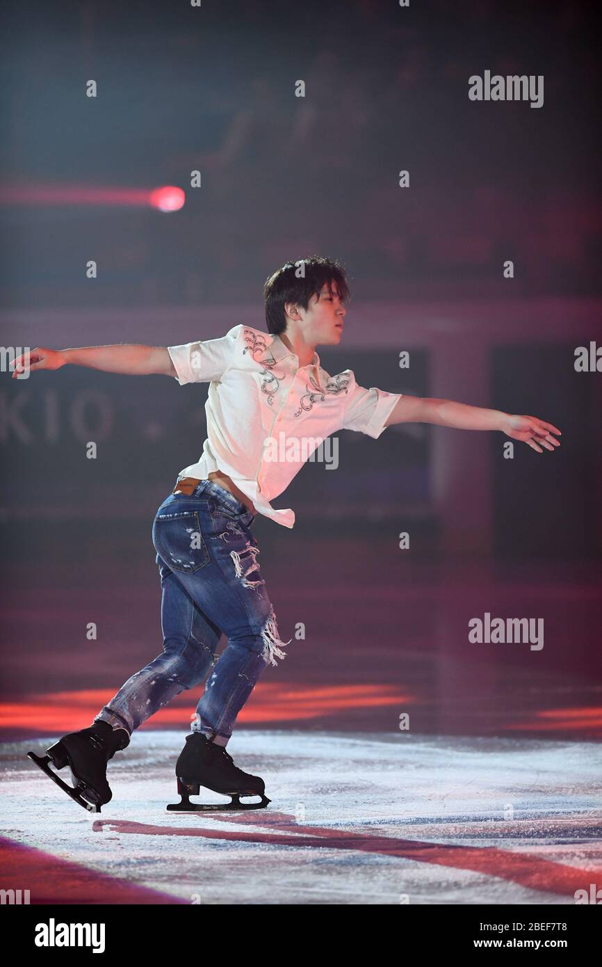 Shoma UNO, from Japan, during Exhibition Gala at ISU Grand Prix of Figure Skating 2019, Internationaux de France de Patinage 2019, at Patinoire Polesud on November 03, 2019 in Grenoble, France. (Photo by Raniero Corbelletti/AFLO) Stock Photo