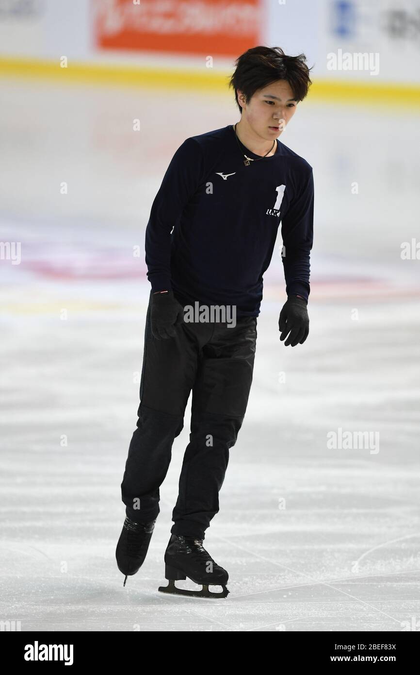 Shoma UNO, from Japan, during practice at ISU Grand Prix of Figure Skating 2019, Internationaux de France de Patinage 2019, at Patinoire Polesud on October 31, 2019 in Grenoble, France. Credit: Raniero Corbelletti/AFLO/Alamy Live News Stock Photo