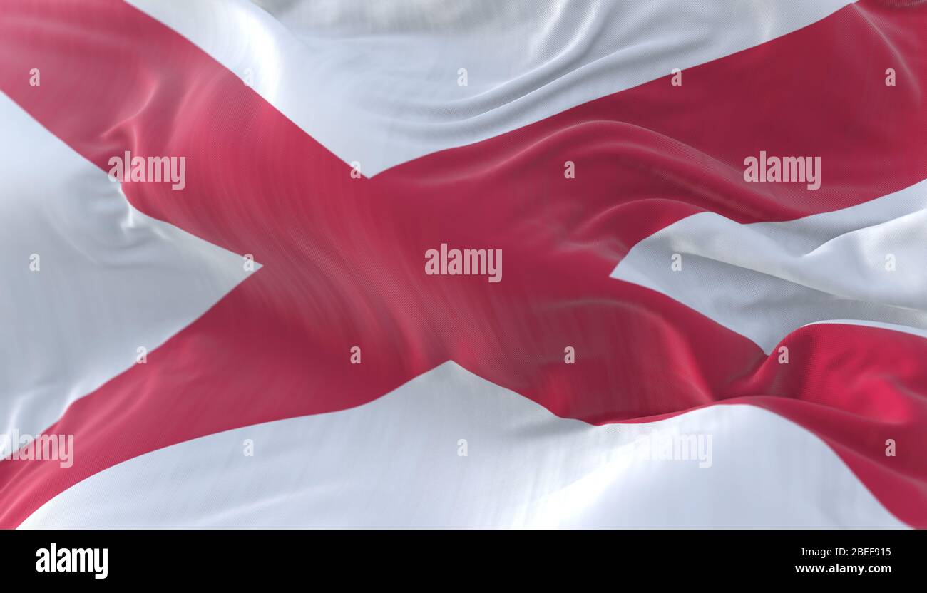Flag of Alabama state, region of the United States Stock Photo