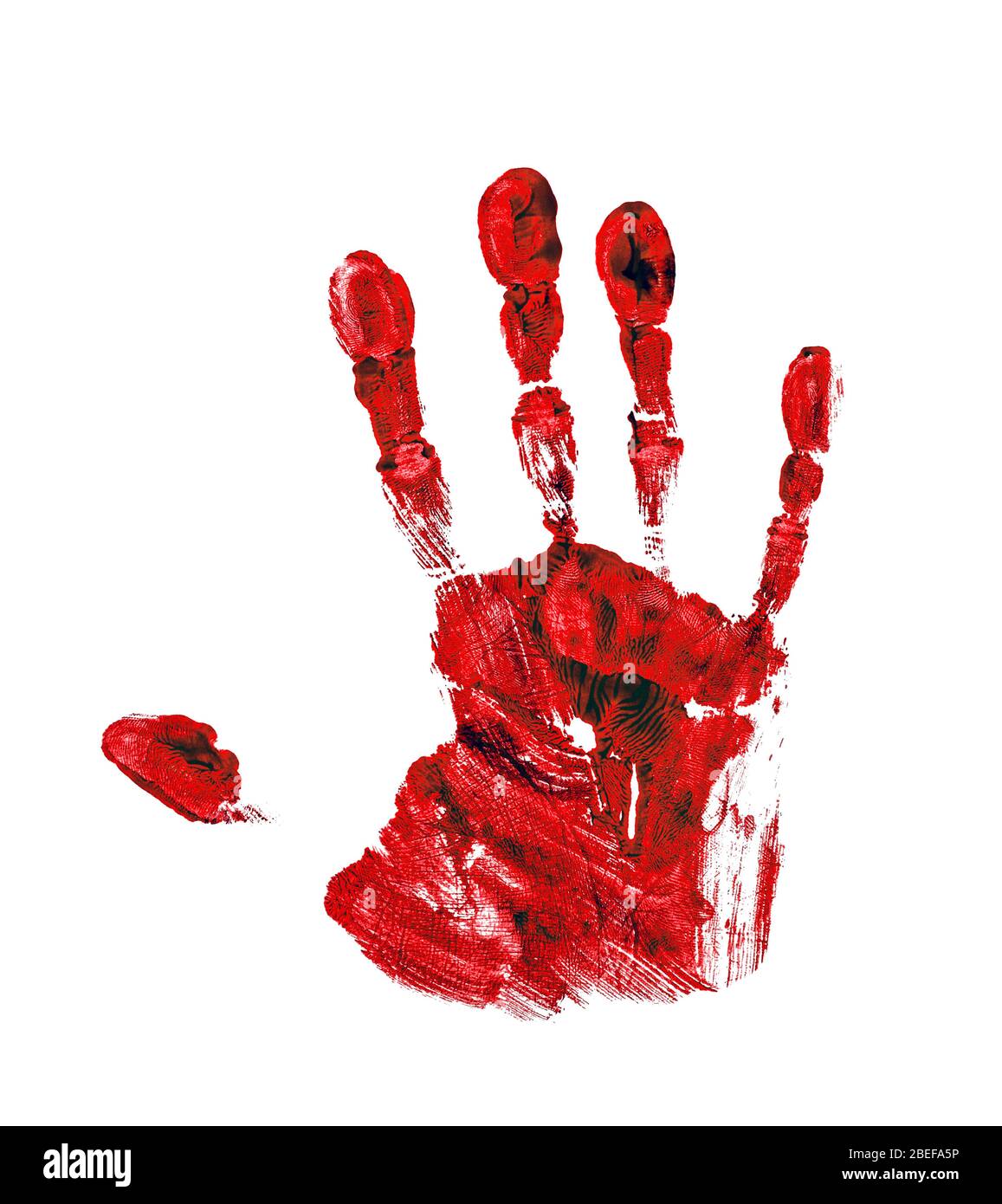 Red hand print isolated on white background Stock Photo