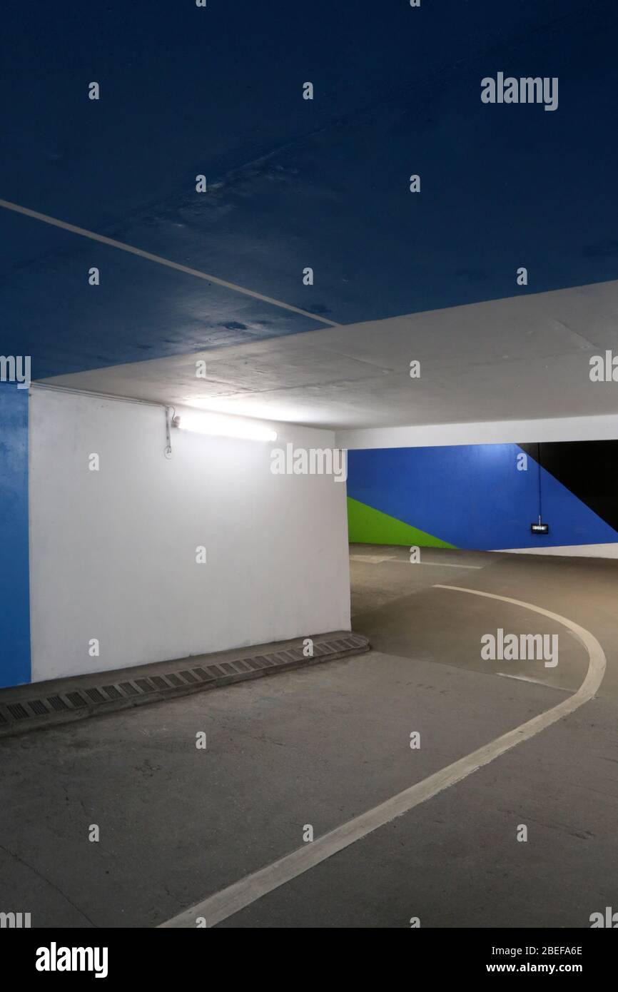 Parking souterrain gratuit. 2KM3. Saint-Gervais-les-Bains. Haute-Savoie. France. Stock Photo