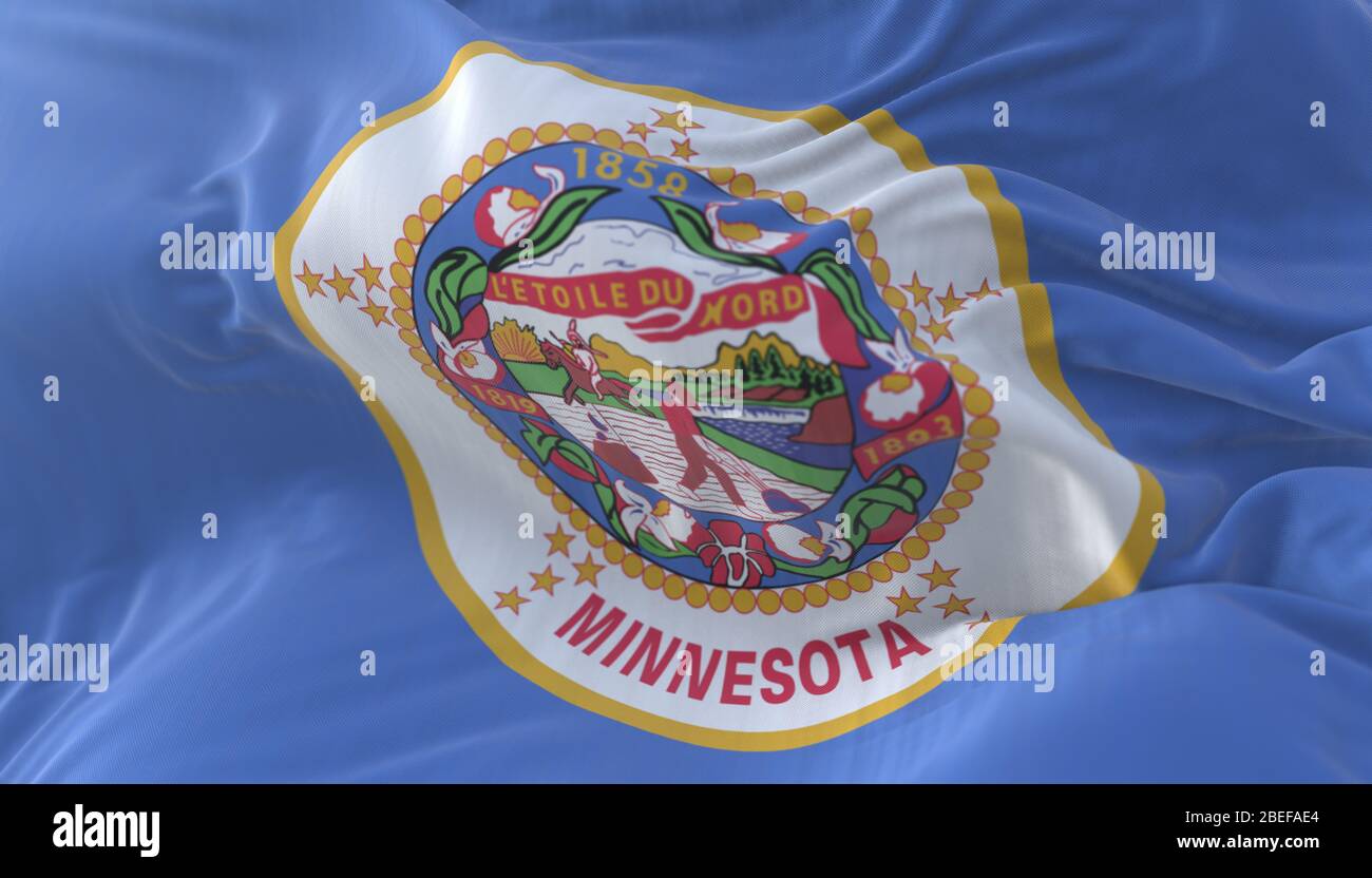 Flag of american state of Minnesota, region of the United States Stock Photo