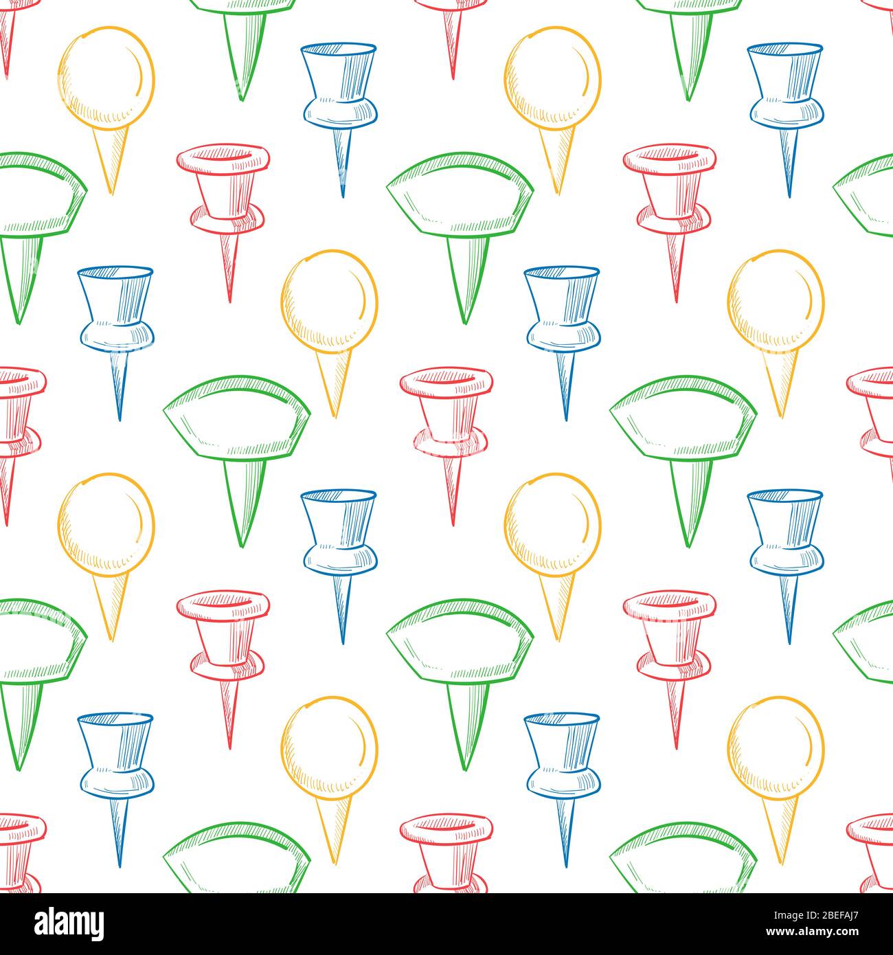 Hand drawn doodle navigation pins seamless pattern background. Vector illustration Stock Vector