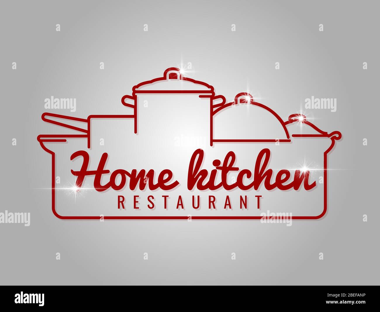 Home kitchen restaurant line logo with lighting elements. Vector illustration Stock Vector