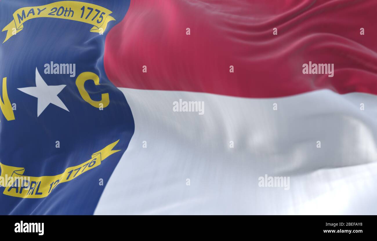 Flag of american state of North Carolina, region of the United States Stock Photo
