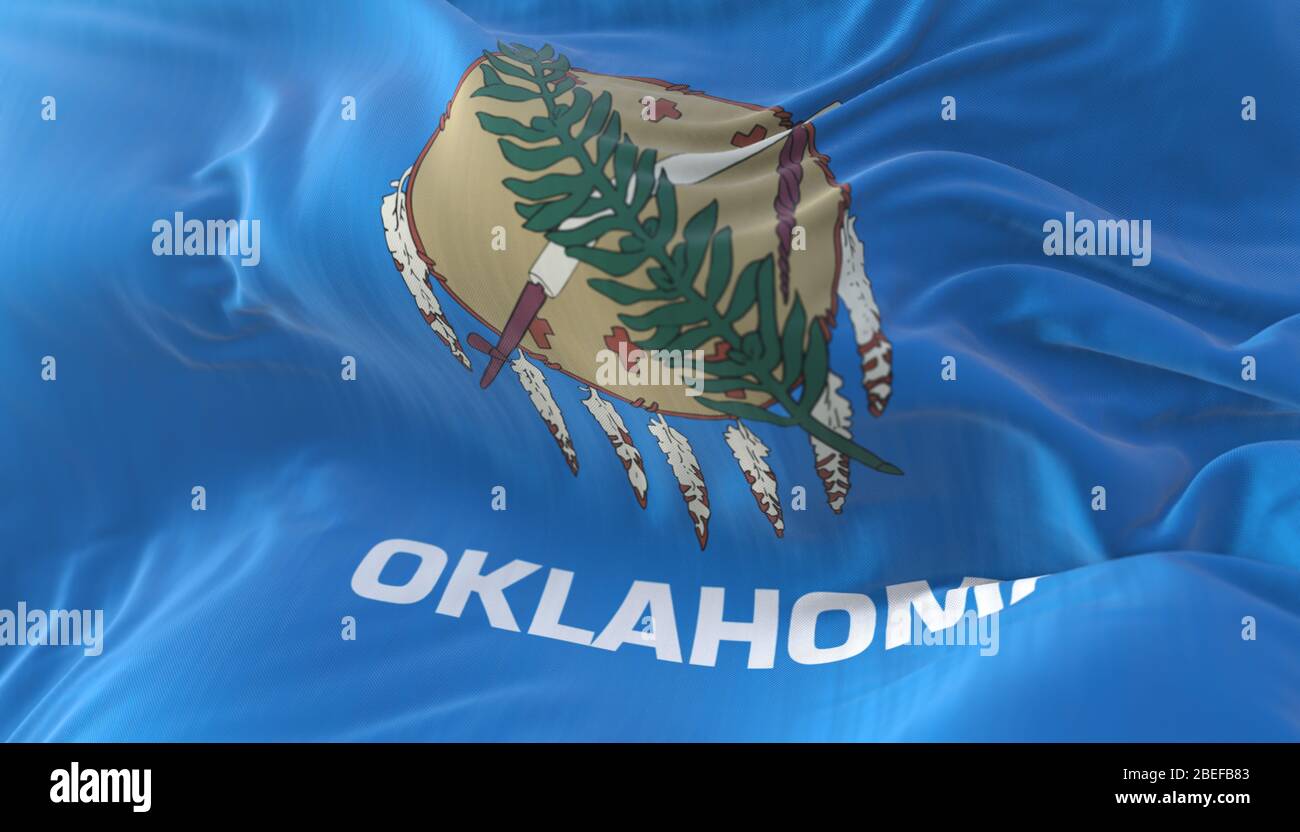 Flag of american state of Oklahoma, region of the United States Stock Photo