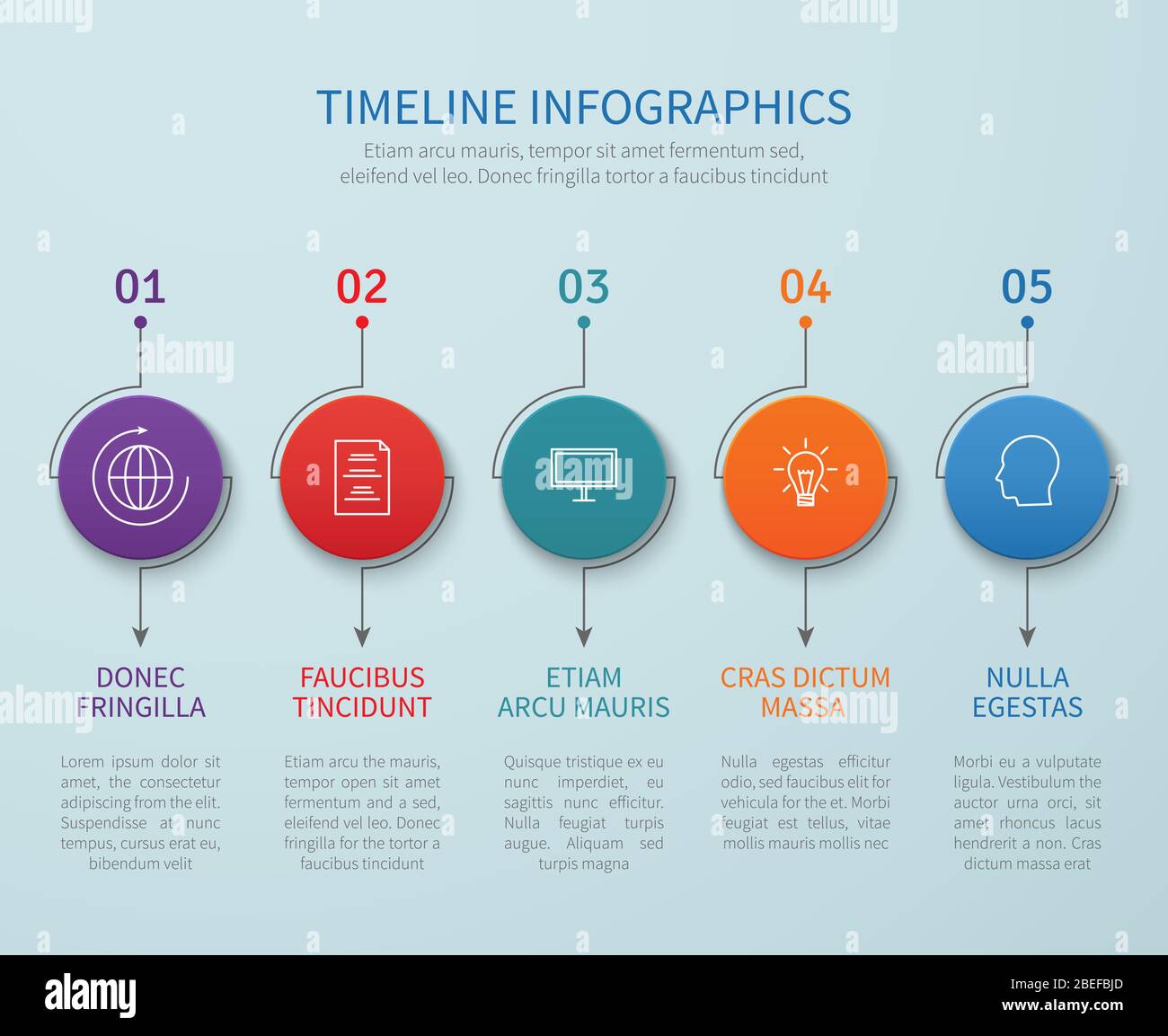 Abstract timeline vector infographics with business process steps. Illustration of timeline chart and step graphic Stock Vector