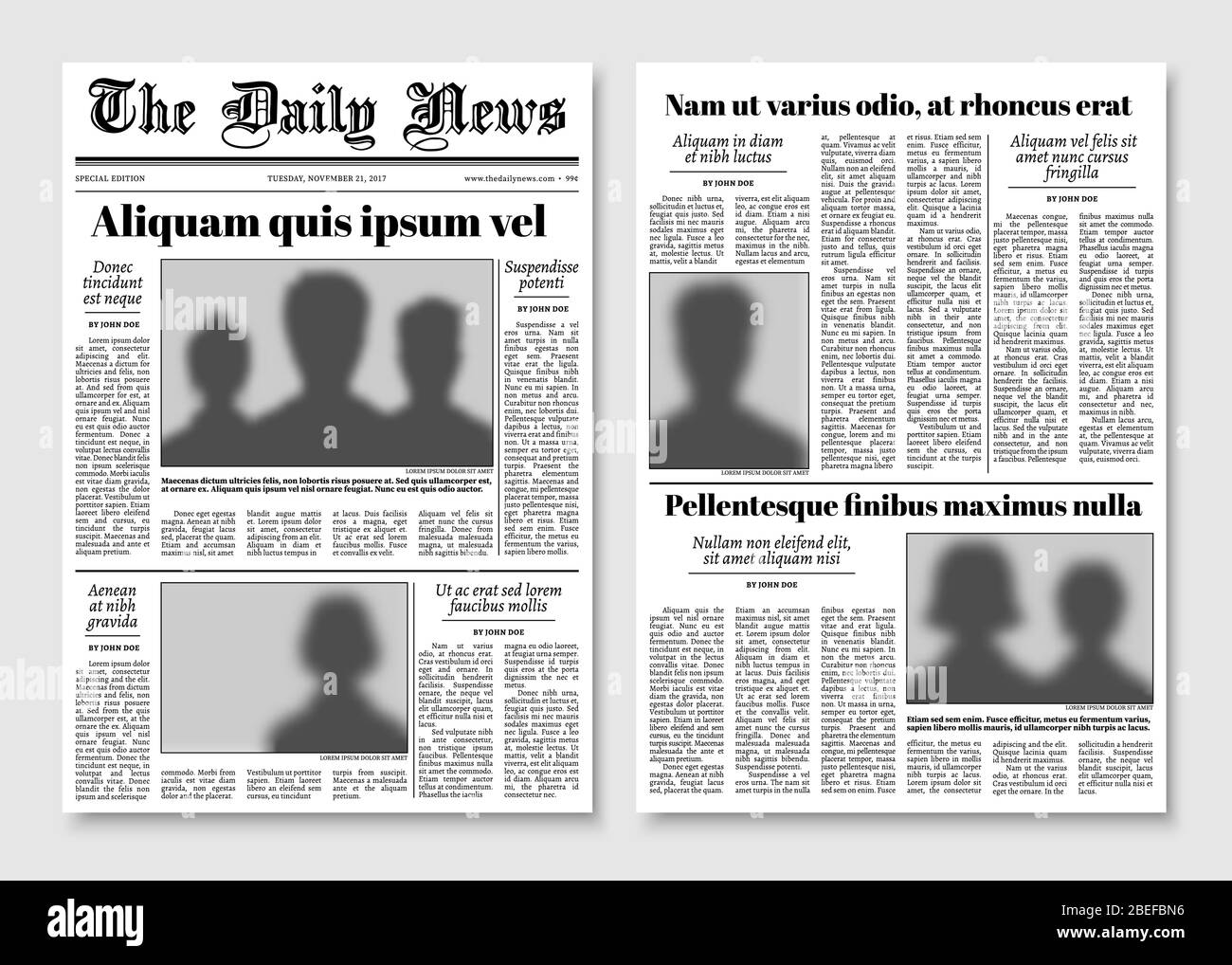 Paper tabloid newspaper vector layout. Editorial news template