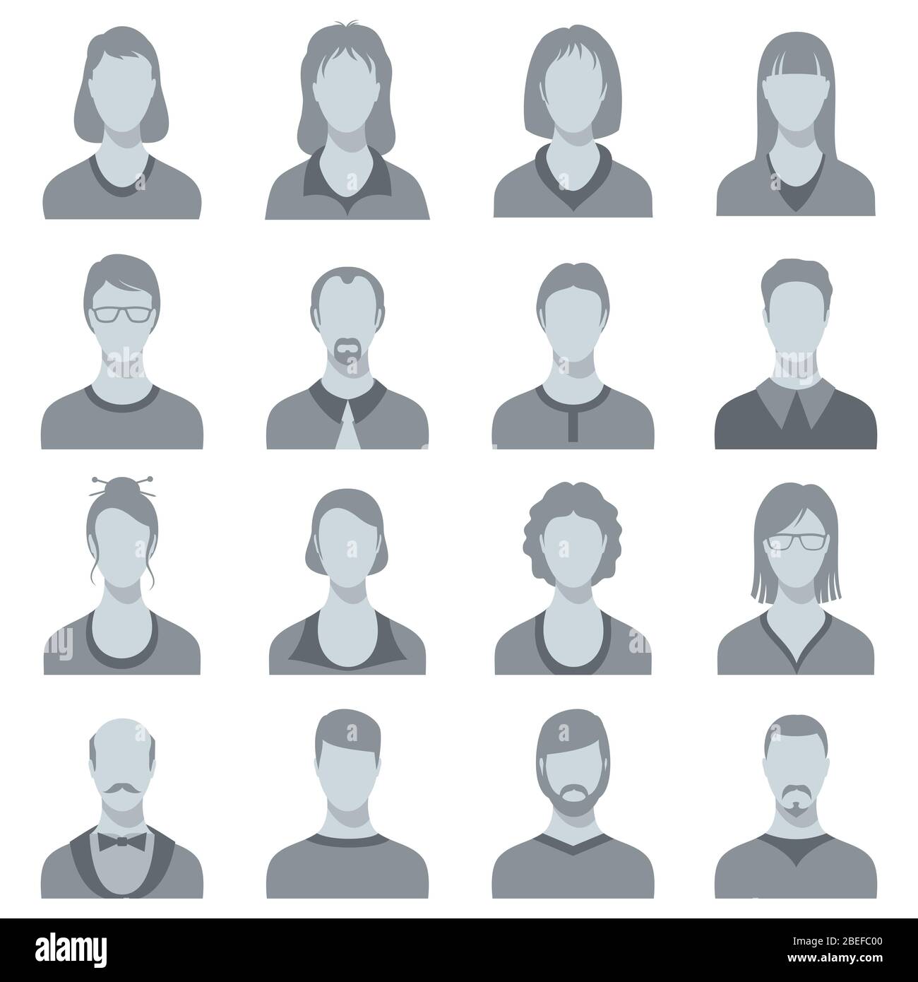 Female and male head vector silhouettes. Human head silhouette profile ...