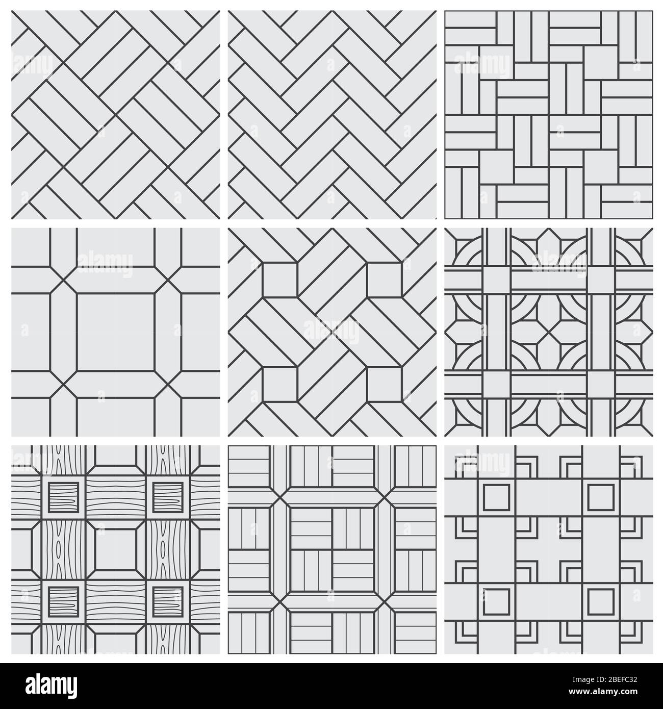 Floor material tiles vector seamless patterns. Material pattern seamless background, decoration geometric vintage tile illustration Stock Vector