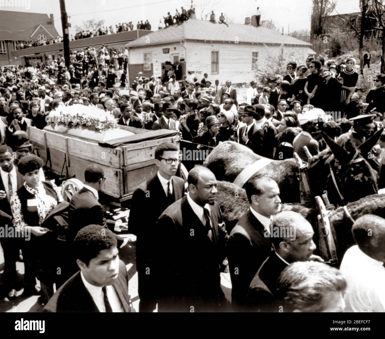 The funeral of slain civil rights minister Martin Luther King, Jr..Martin Luther King Jr. (born Michael King Jr.; January 15, 1929 – April 4, 1968) was an American Christian minister and activist who became the most visible spokesperson and leader in the Civil Rights Movement from 1955 until his assassination in 1968. Stock Photo
