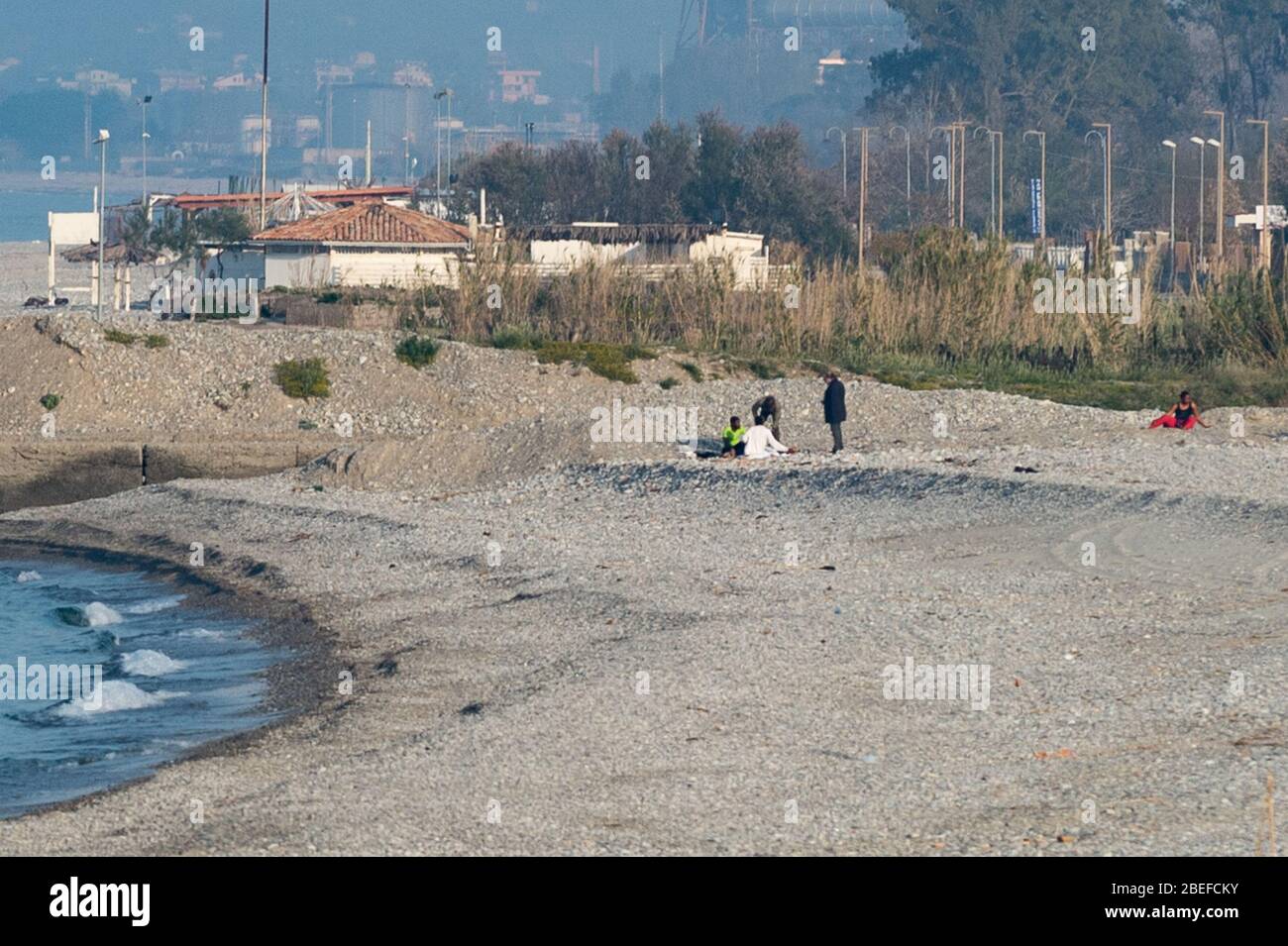 Corigliano-Rossano, Italy. 13th Apr, 2020. Corigliano-Rossano, a 20-year-old Senegalese dies drowned in the sea a few meters from the beach in Corigliano-Rossano, despite the carpet checks for the restrictions imposed by the Government for the control of the infection by Coronavirus (COVID-19). 13/04/2020, Corigliano-Rossano, Italy Credit: Independent Photo Agency Srl/Alamy Live News Stock Photo