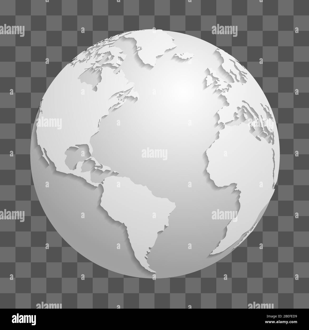 Origami white paper world globe isolated on transparent background. Vector illustration Stock Vector