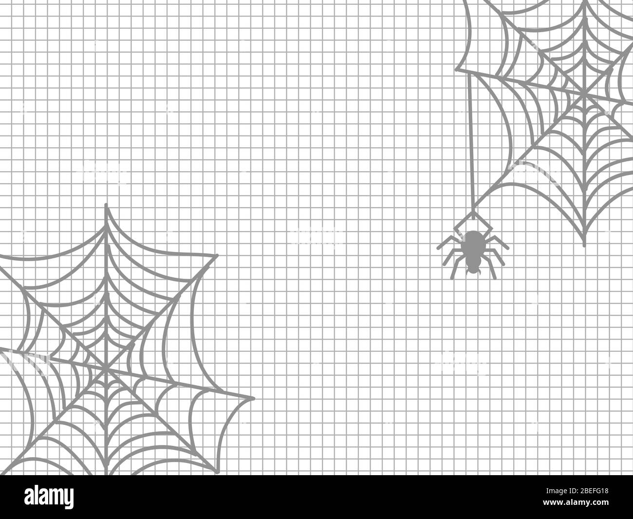 Spider and cobweb on notebook page - halloween notebook background. Vector illustration Stock Vector