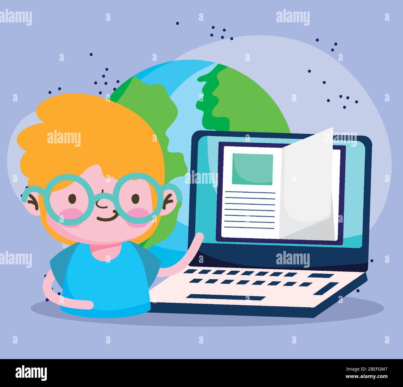 education online, student boy laptop ebook world studying vector ...