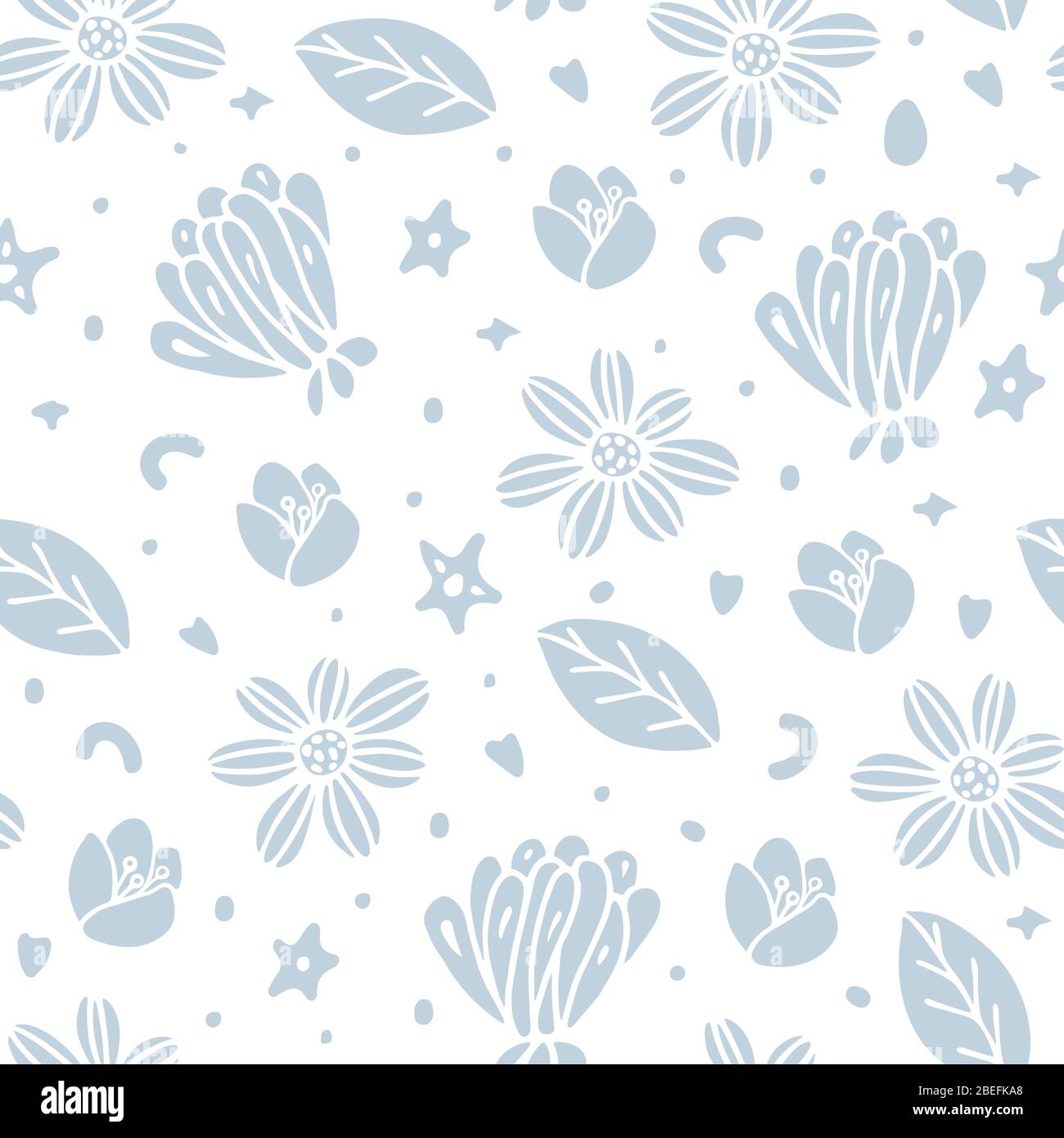 Vector floral seamless pattern in doodle style. Flower illustration ...