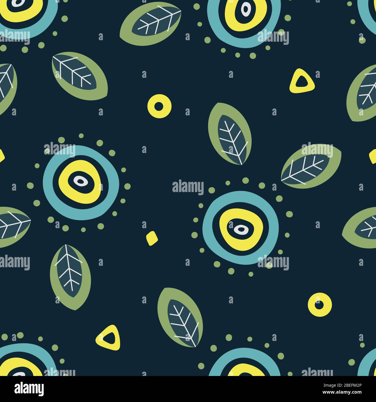 Vector bright floral seamless pattern on the dark background. Botanical ...