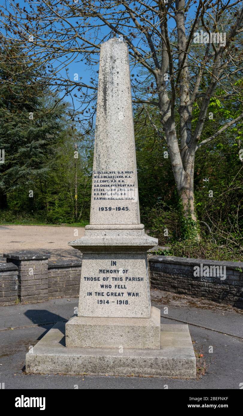 War memorial at Netley Marsh, New Forest, Hampshire, England, UK. Stock Photo