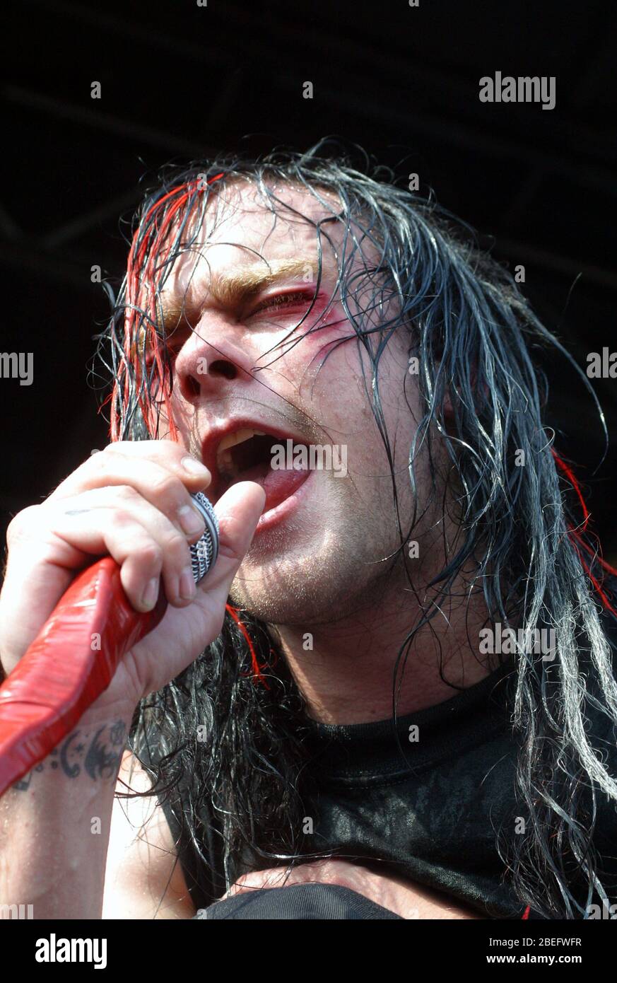 The Used (Bert McCracken) performing at the 2003 Vans Warped Tour at the  Tweeter Center on the Waterfront in Philadelphia, PA. August 8, 2003.  Credit: Scott Weiner/MediaPunch Stock Photo - Alamy