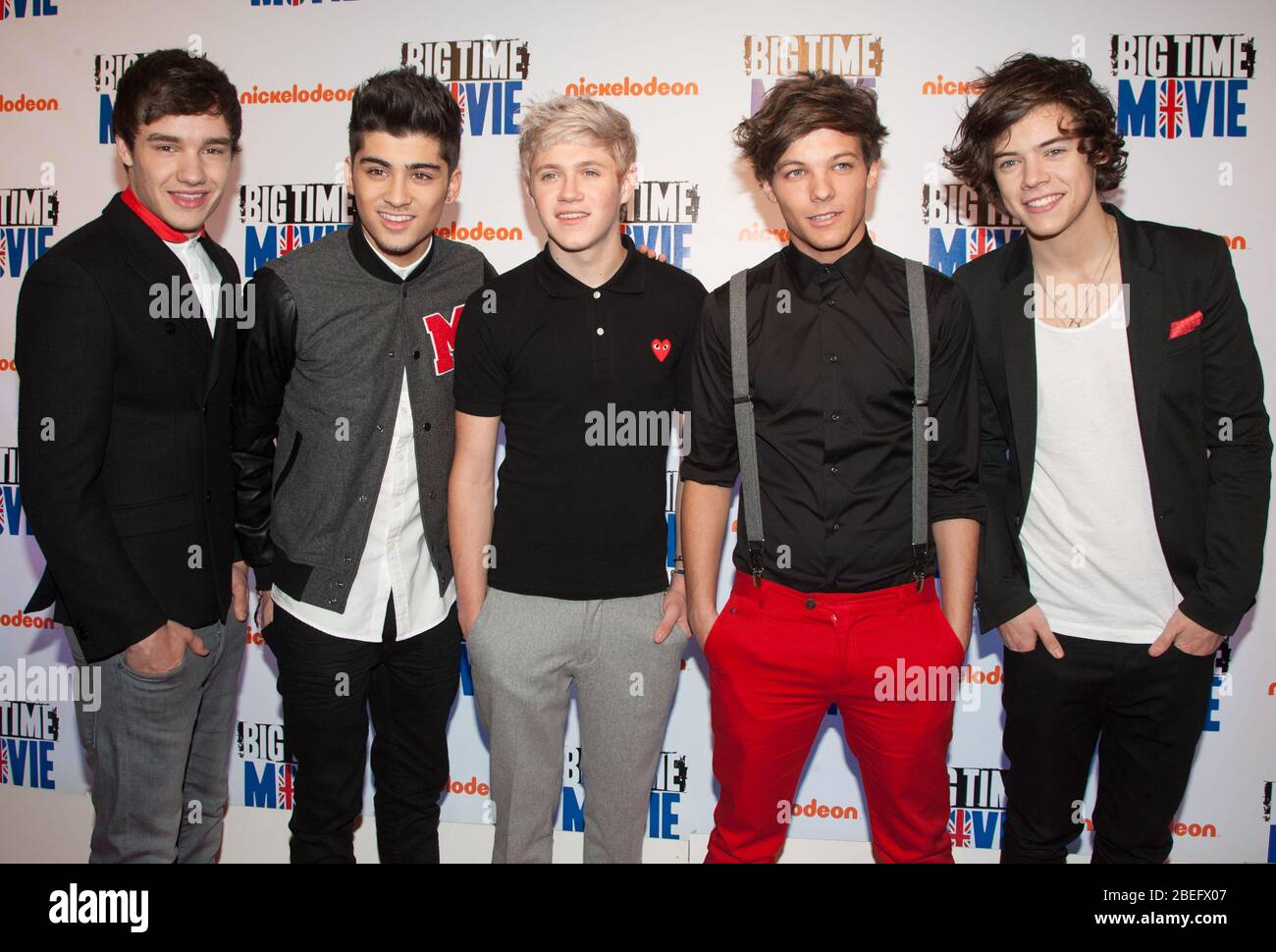 L-R) Liam Payne, Zayn Malik, Niall Horan, Louis Tomlinson, and Harry Styles  of One Direction attend the "Big Time Movie" New York premiere at 583 Park  Stock Photo - Alamy