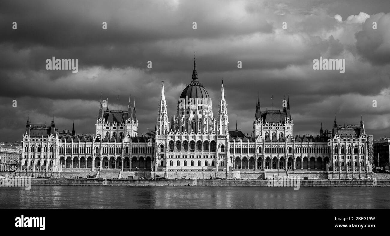 Cloudy Skies Above The Hungarian Parliament Building Budapest Hungary In February 2013 Stock