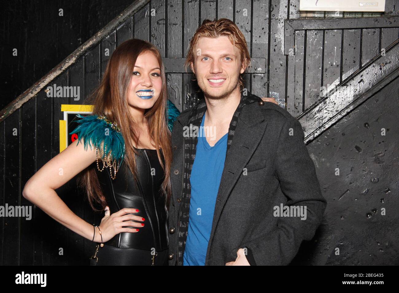 Nick Carter pictured backstage with his opening act Guinevere at The Trocadero in Philadelphia, Pa on February 4, 2012  Credit: Scott Weiner/MediaPunch Stock Photo