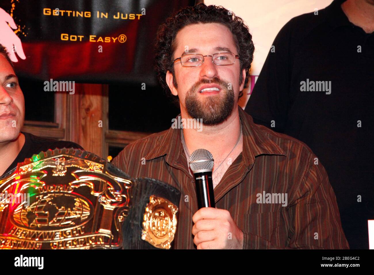 pictured is guest referee Dustin Diamond at Big Bang boxing press