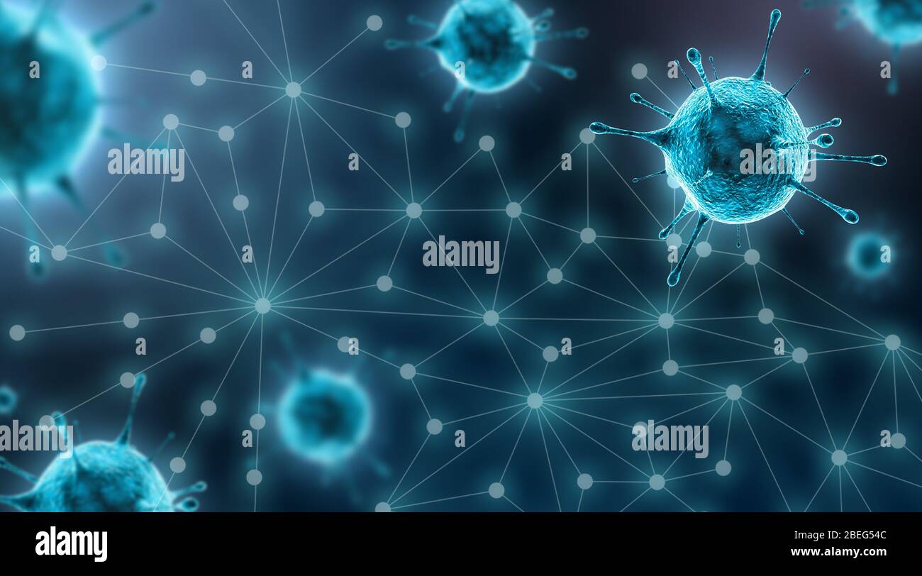 Covid-19 or Coronavirus, Virus Outbreak background, Microbiology And Virology Concept, 3D Rendering Stock Photo