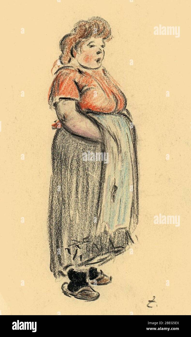 Heinrich Zille Stehende Frau mit Schürze. Stock Photo