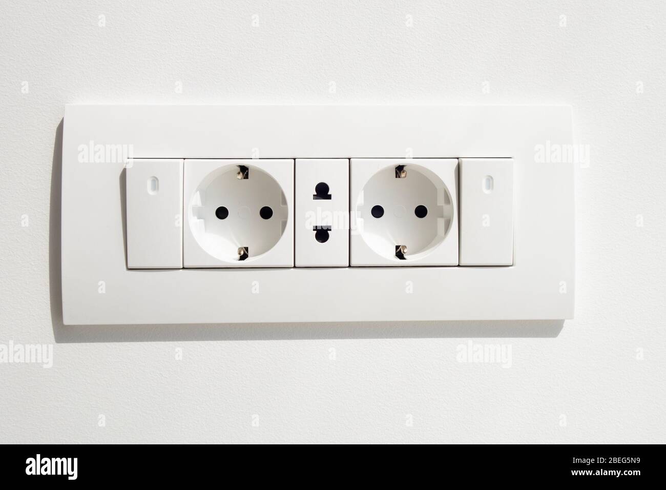 Block of white outlets, consisting of two EU standard outlets with