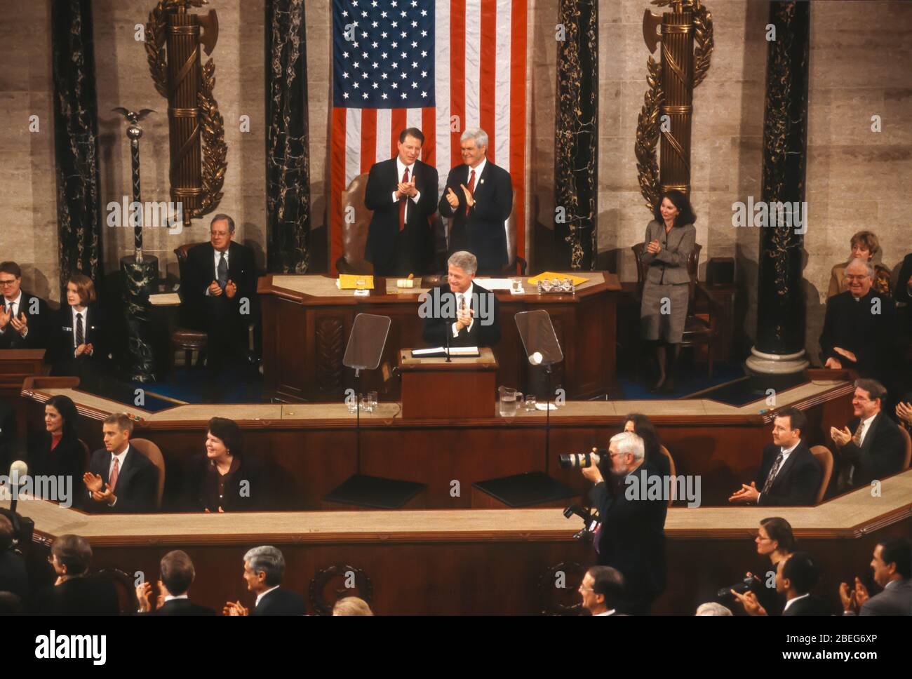WASHINGTON, DC, USA, JANUARY 27, 1998 President Bill Clinton, State of the Union speech before