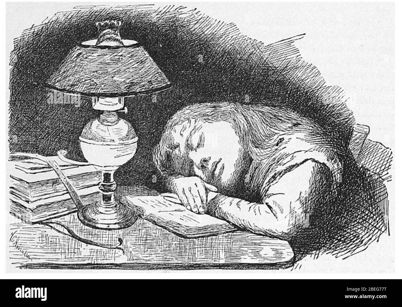 Helen C. Hovenden. girl asleep at desk Stock Photo - Alamy