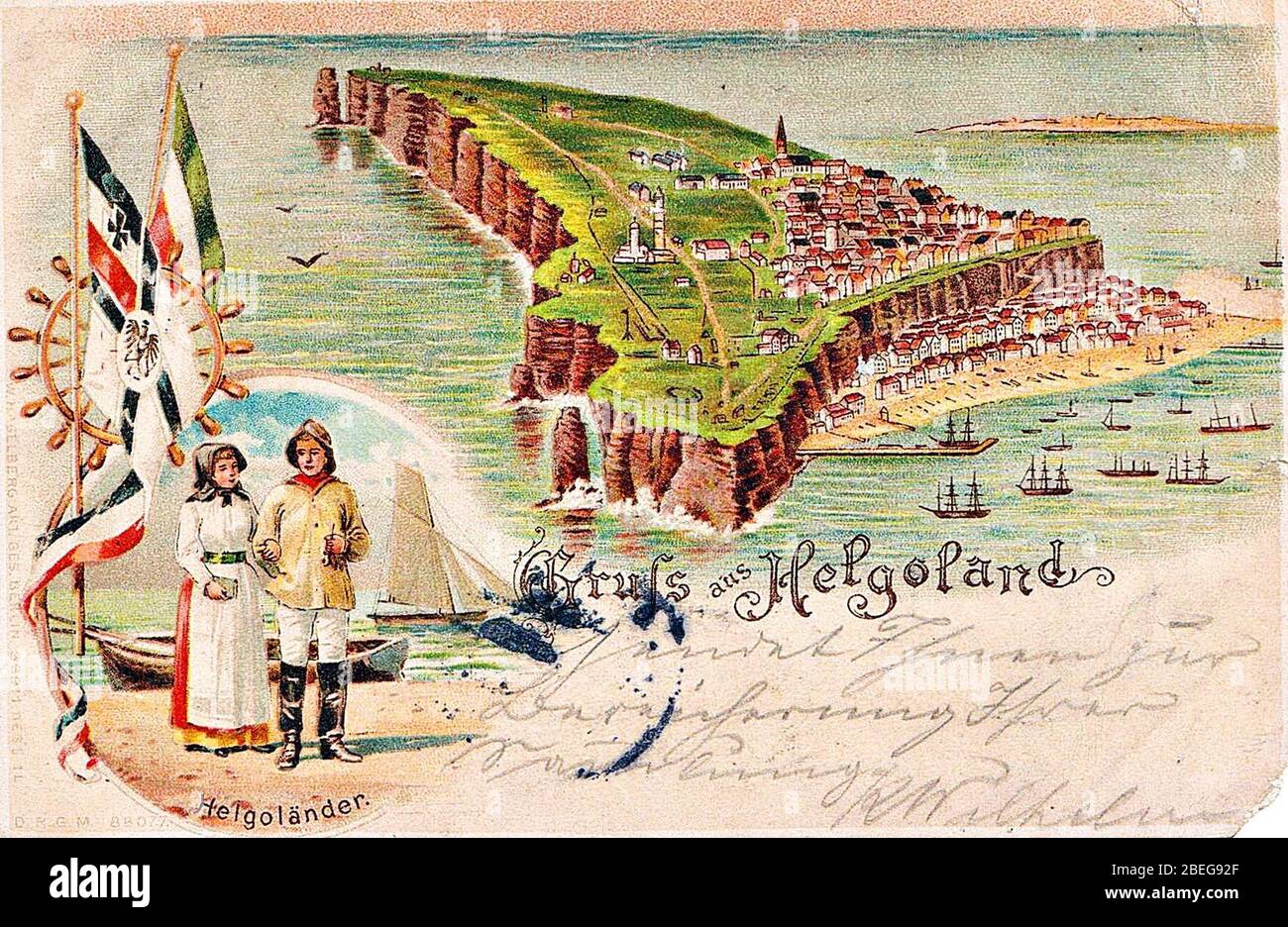 Helgoland Postkarte 1900. Stock Photo