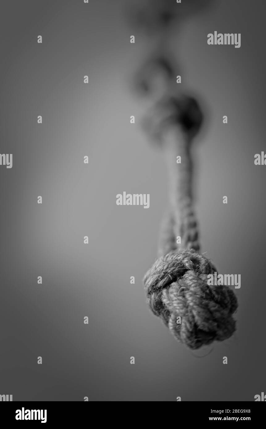 Jute Rope Hanging From Above With Knots Rope With Rough Knots In A Receding Perspective The Concept Of Striving Up For A Better Or Achieving A Goal Stock Photo Alamy