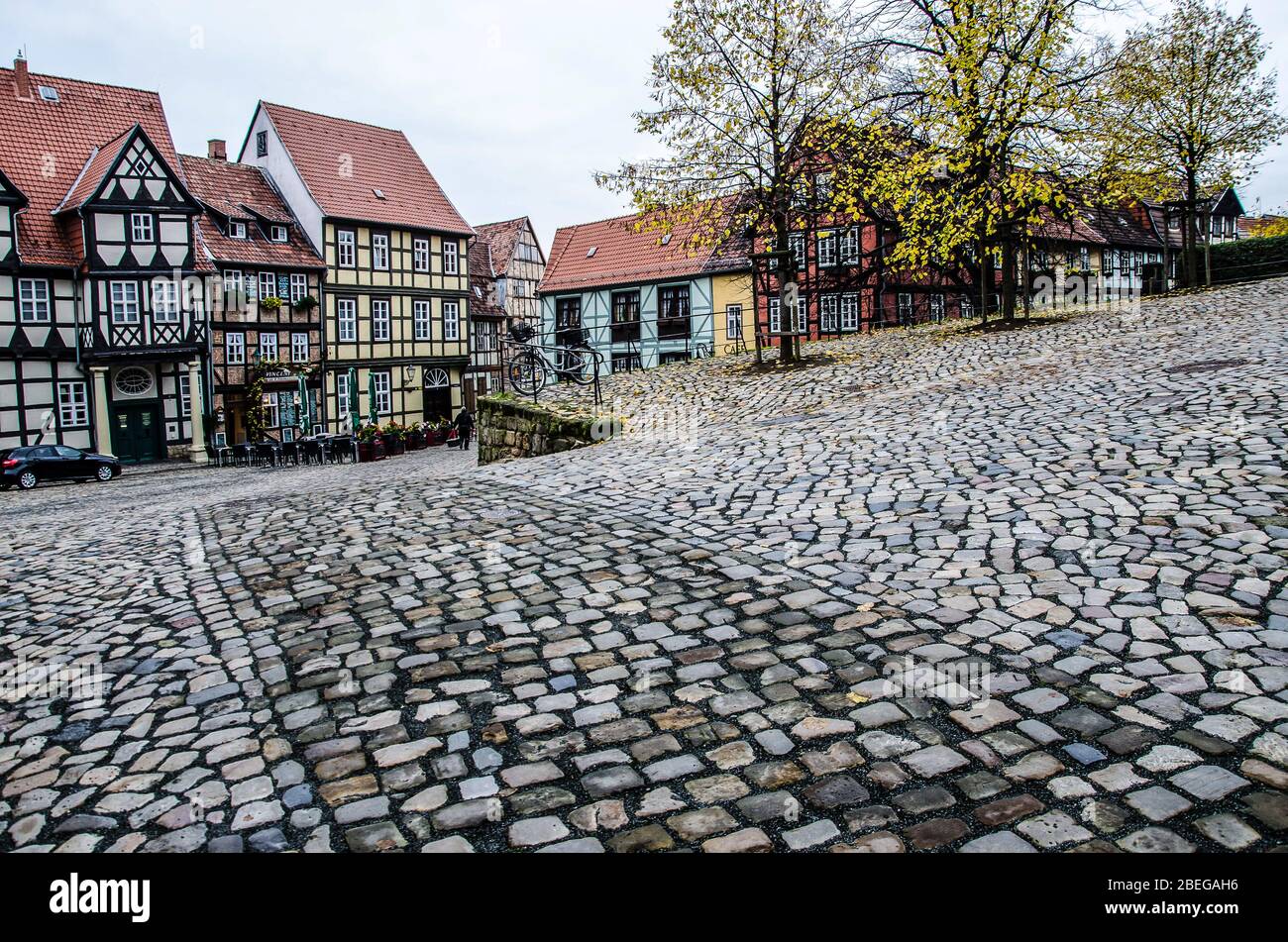 Quedlinburg a town situated just north of the Harz mountains In 1994, the castle, church and old town were added to the UNESCO World Heritage List. Stock Photo
