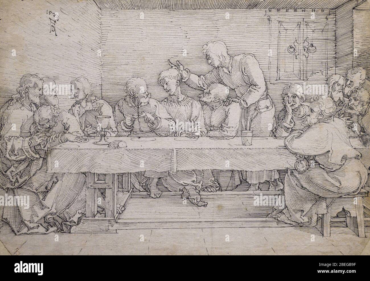 The Last Supper (1523) by Albrecht Dürer (1471 – 1528). Pen. Stock Photo