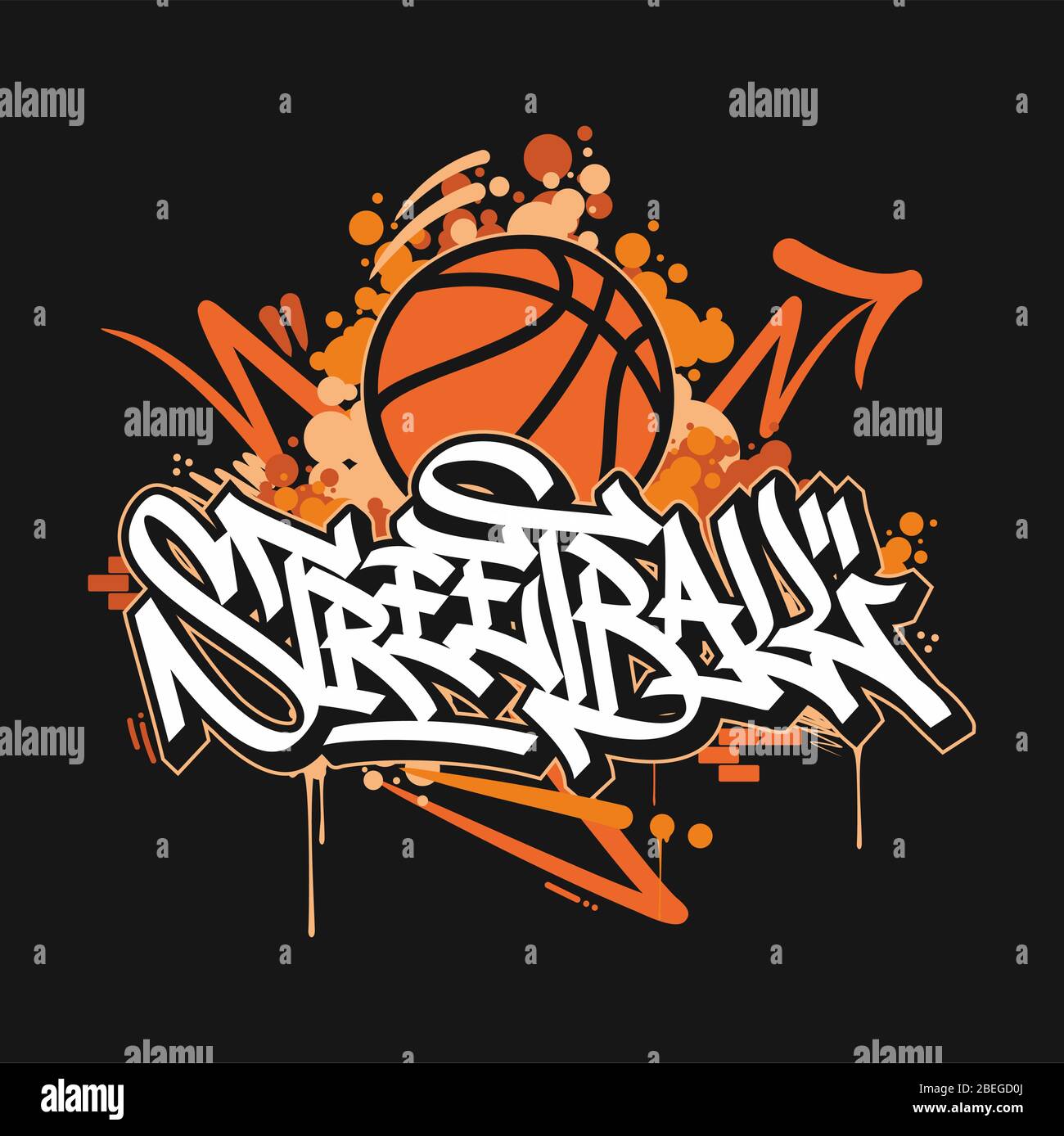 Graffiti Style Hand Sketched Word Streetball Vector Typograhpy As Logotype, Badge and Icon, Postcard, Card, Invitation, Flyer, Banner Template Stock Vector