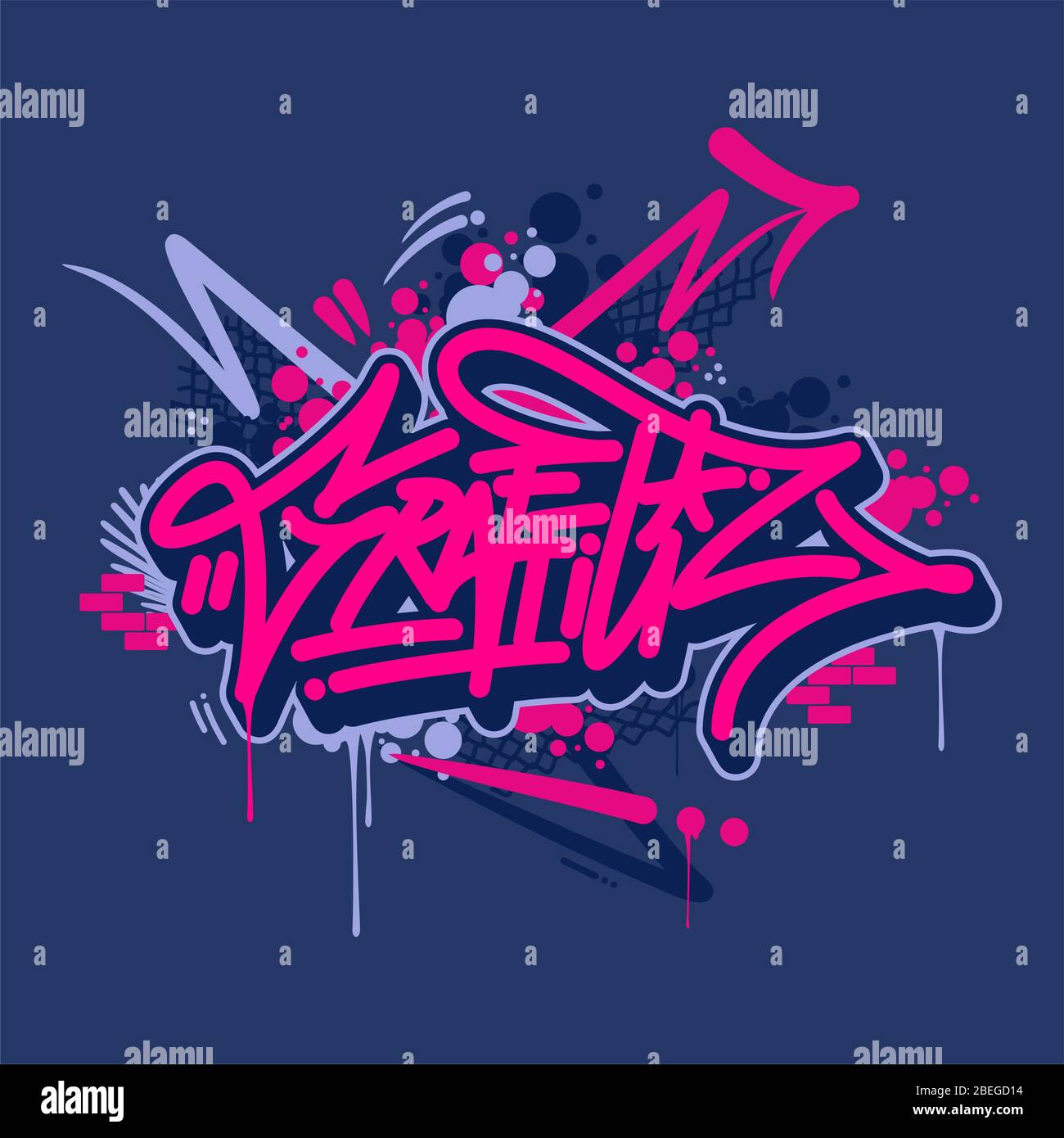 Graffiti Font Lettering With A Dark Blue Background Stock Vector