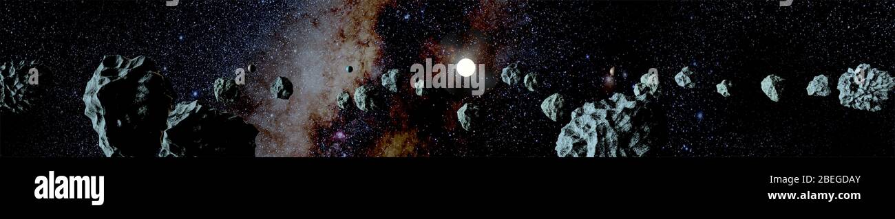 Asteroid Belt, Illustration Stock Photo - Alamy