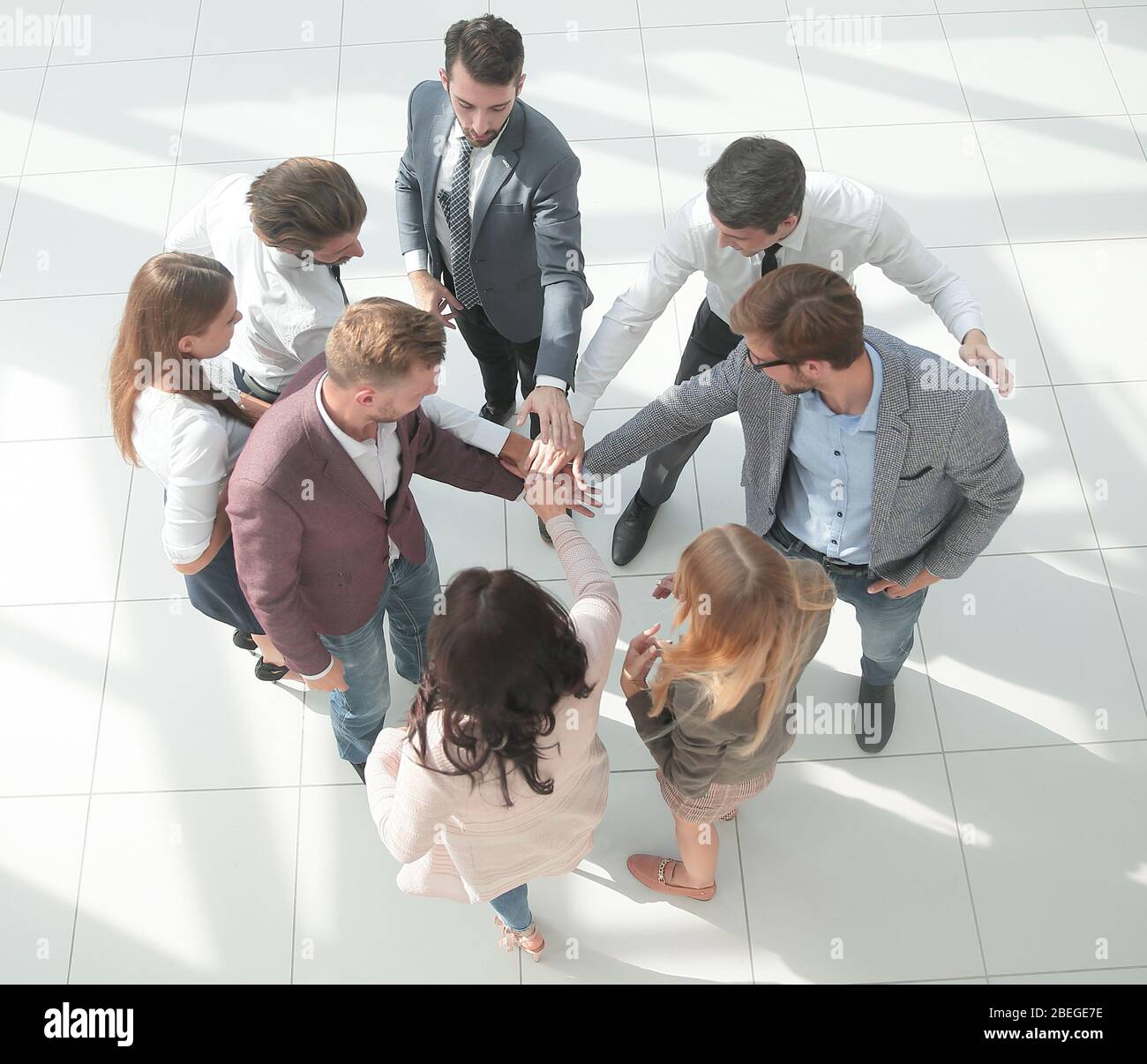 top view. corporate business team showing their unity Stock Photo - Alamy