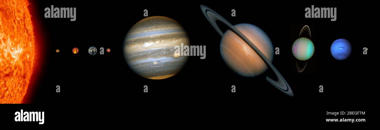The Planets of Our Solar System Stock Photo