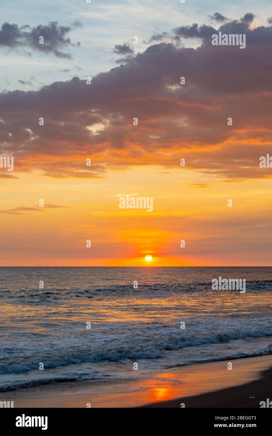 Sunset on the beach at Monterrico Beach, Guatemala Stock Photo