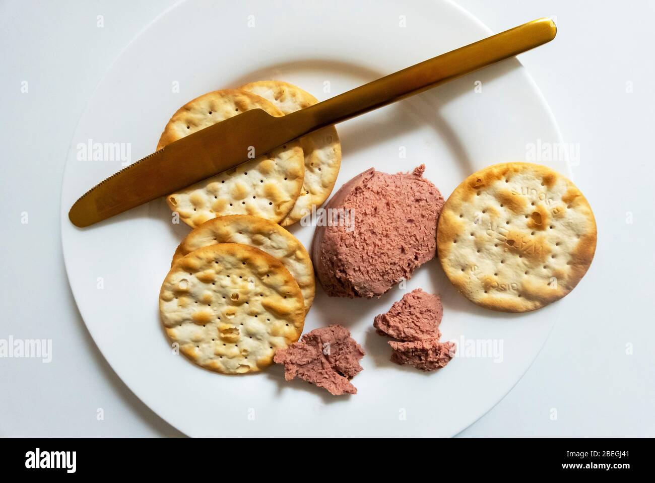 Goose liver pate with water biscuits Stock Photo Alamy