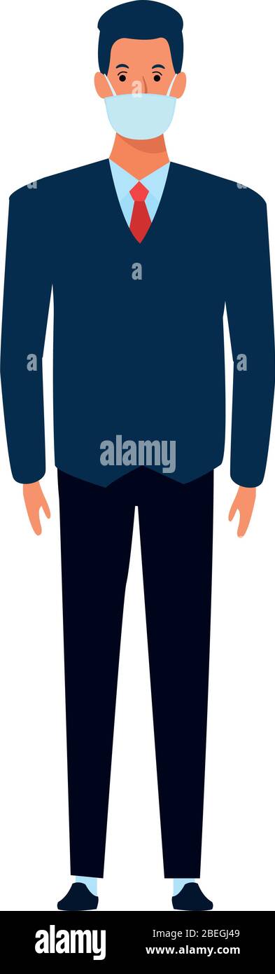 businessman using face mask for covid19 character Stock Vector Image ...