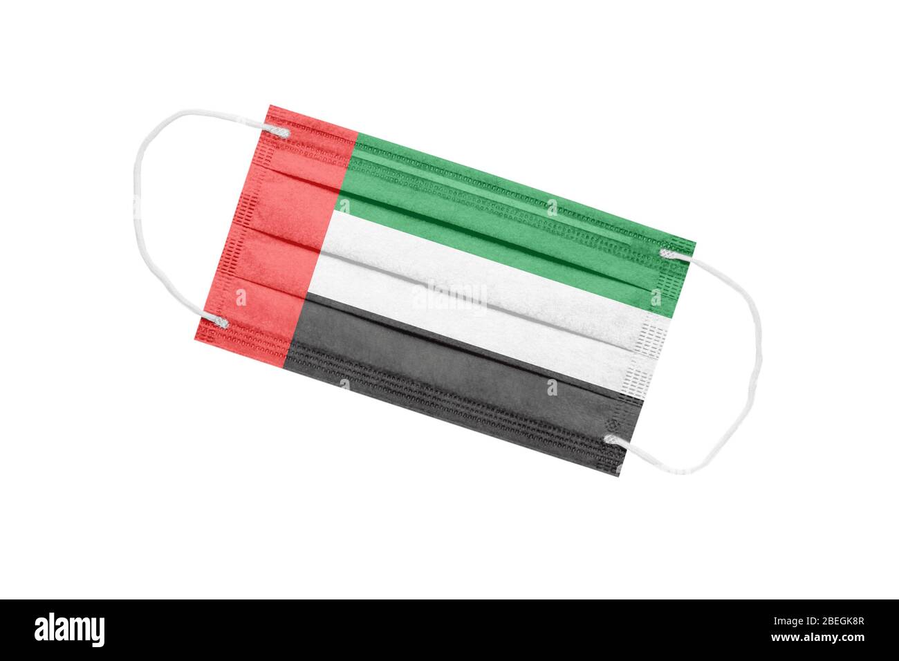Medical face mask with flag of united arab emirates isolated on white