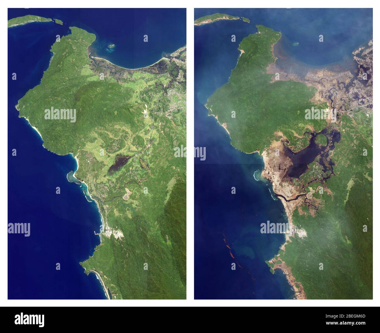 Aceh, Indonesia, Before and After 2004 Tsunami Stock Photo