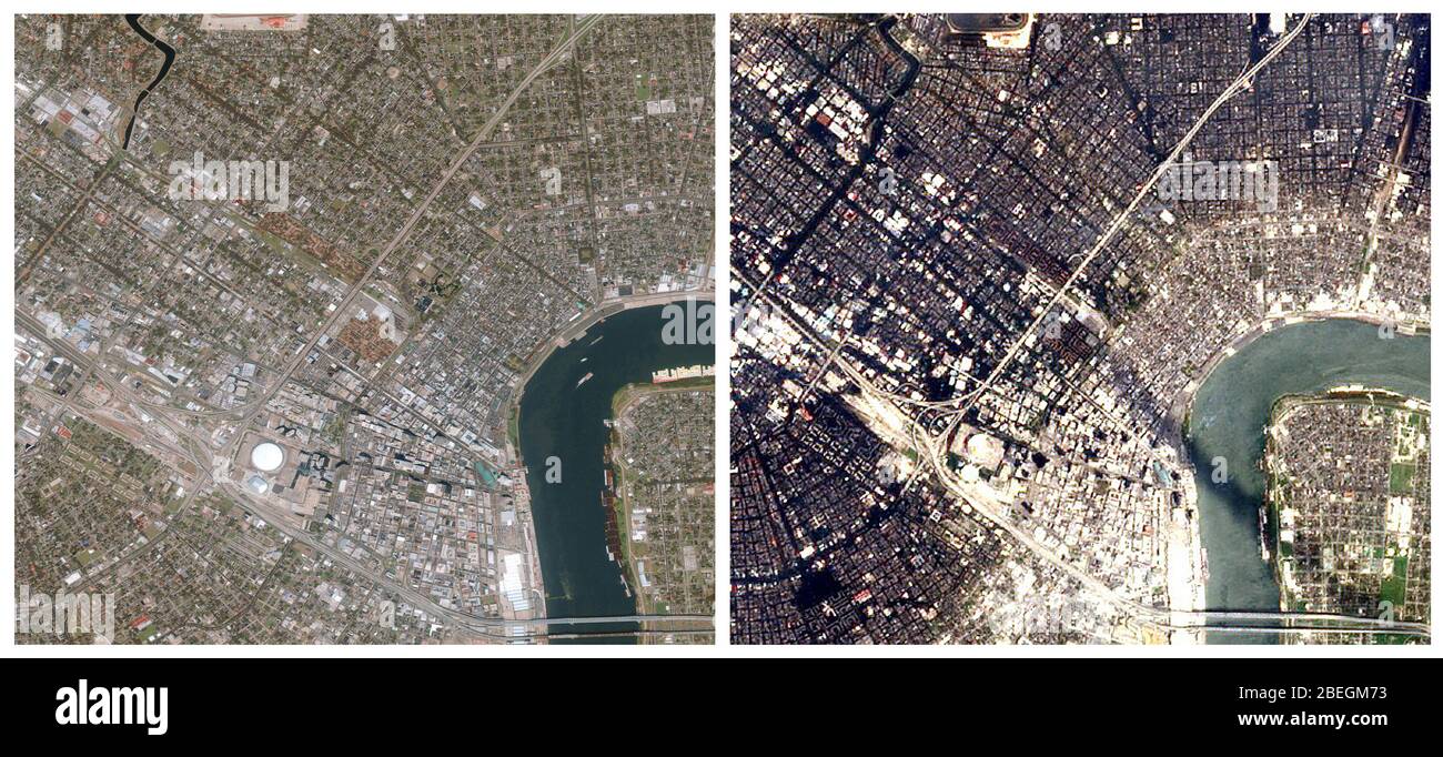 French Quarter, New Orleans, Before and After Hurricane Katrina Stock Photo