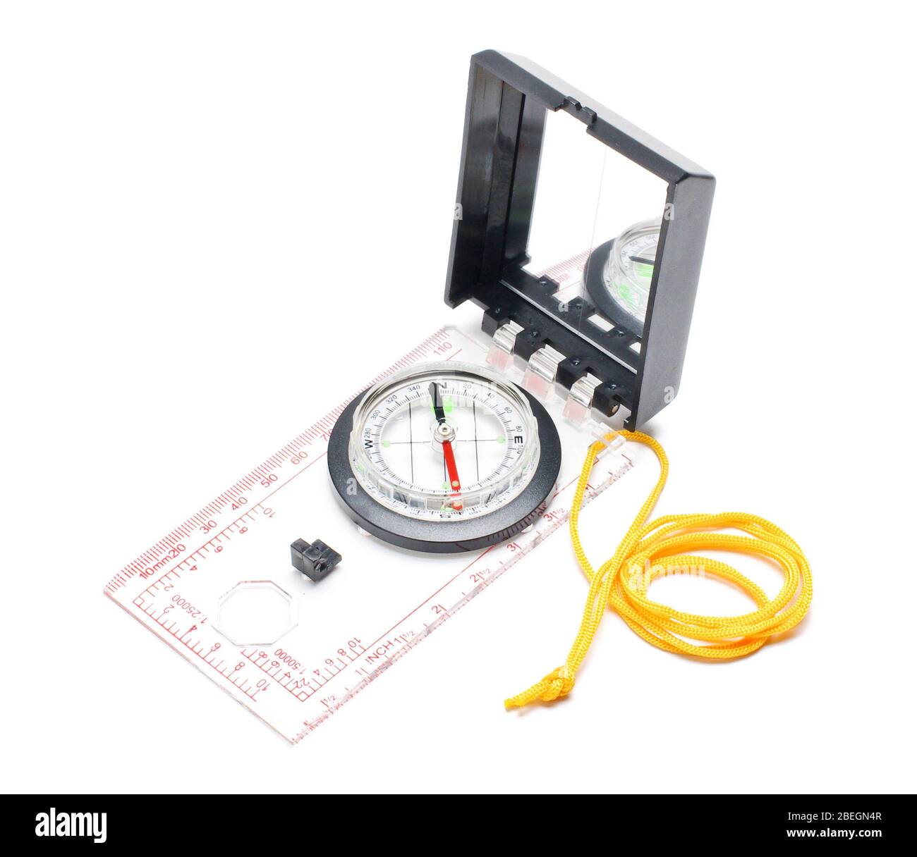 Analog compass for traveling isolated on the white background