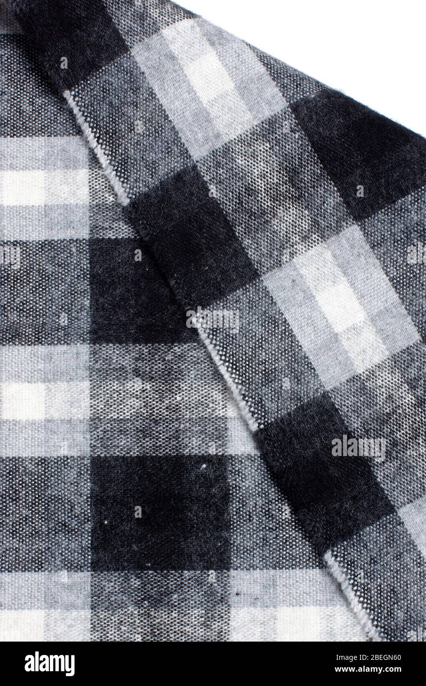 Black and white square patterns close up on fabric cloth Stock Photo