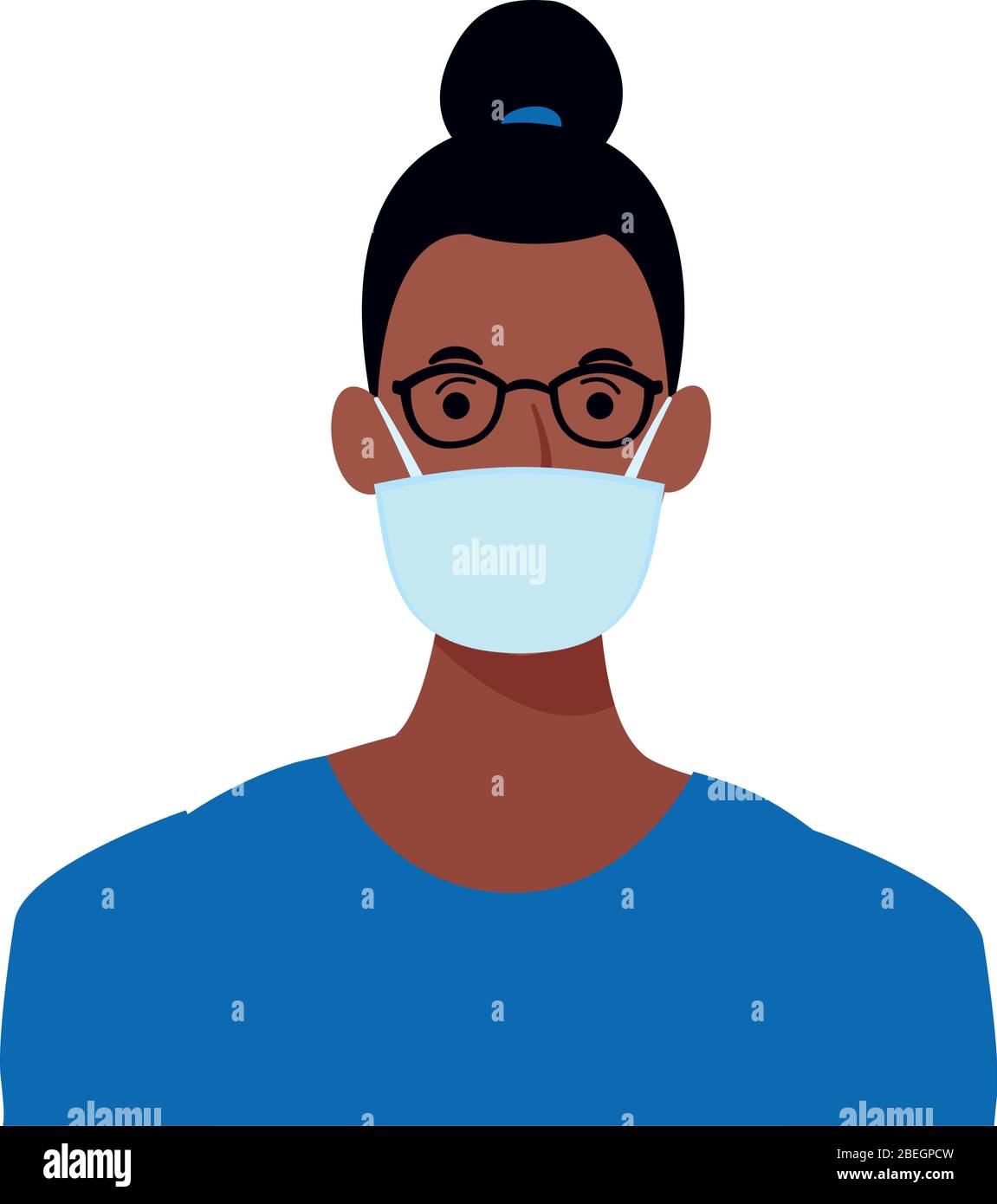 afro woman using face mask for covid19 character Stock Vector Image ...
